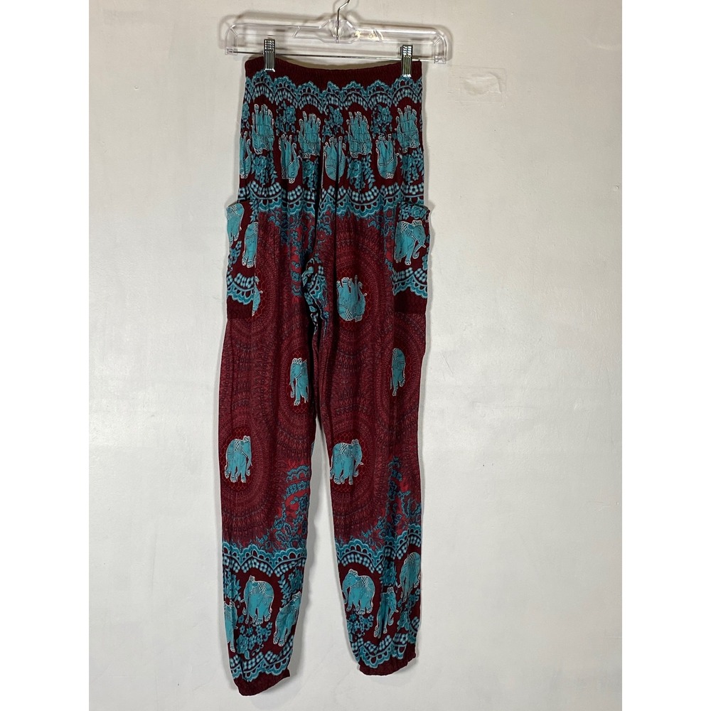 Elephant Print Harem Pants Boho Festival Hippie Yoga Lounge Medium